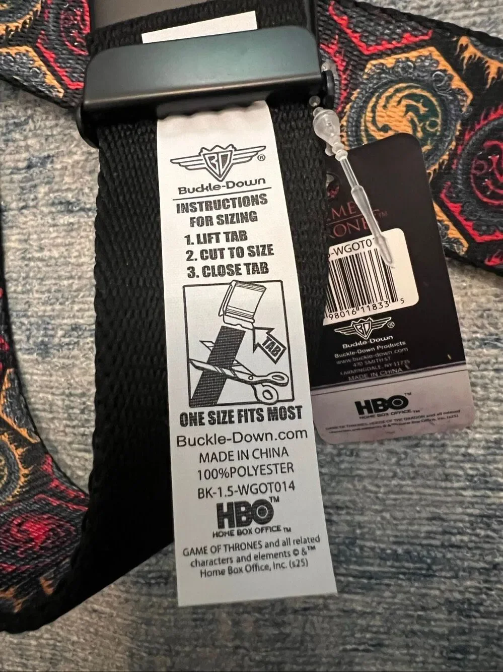 New With Tags HBO Buckle-Down House of The Dragon Greens Blacks Belt OSFM